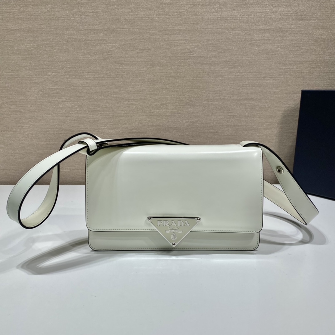 Prada Leather Bag Shoulder Bag Handbag White 1BD321